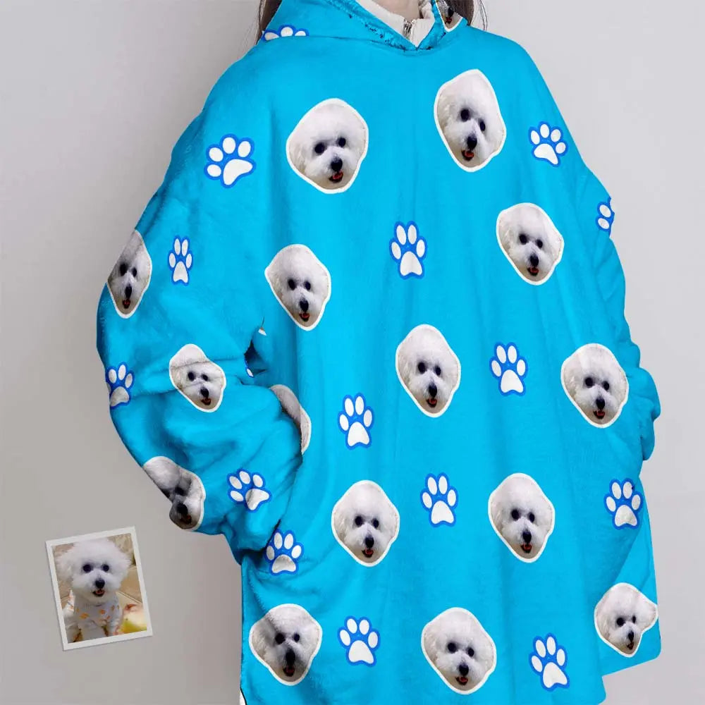 Custom Pet Face Blanket Hoodie