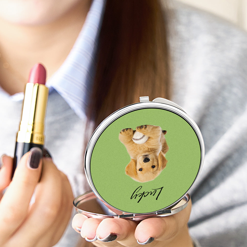 Personalized Pet Portrait Compact Mirror