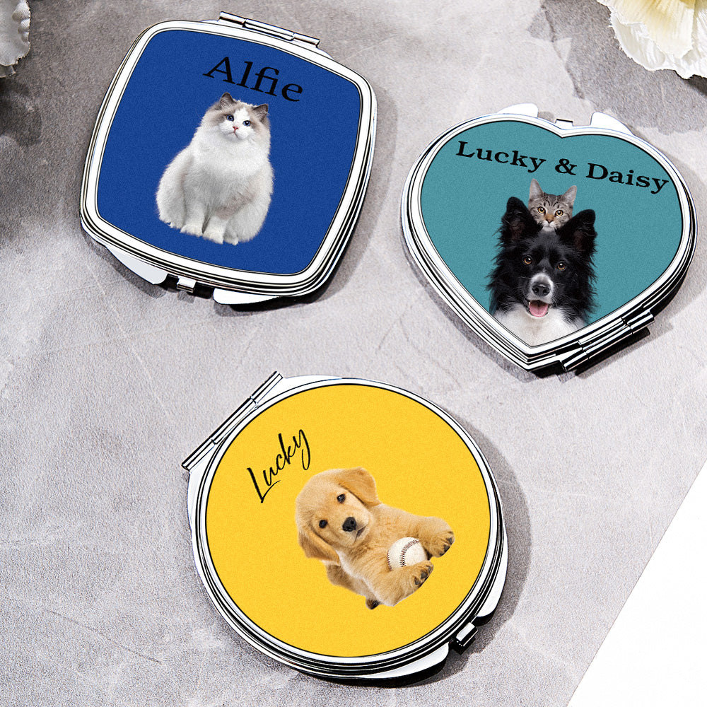 Personalized Pet Portrait Compact Mirror