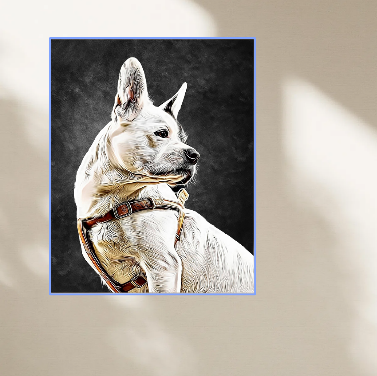 Custom Framed Pet Oil Painting