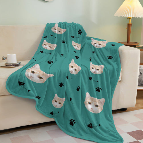 Custom Cat Face Blanket