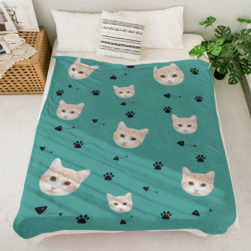 Custom Cat Face Blanket