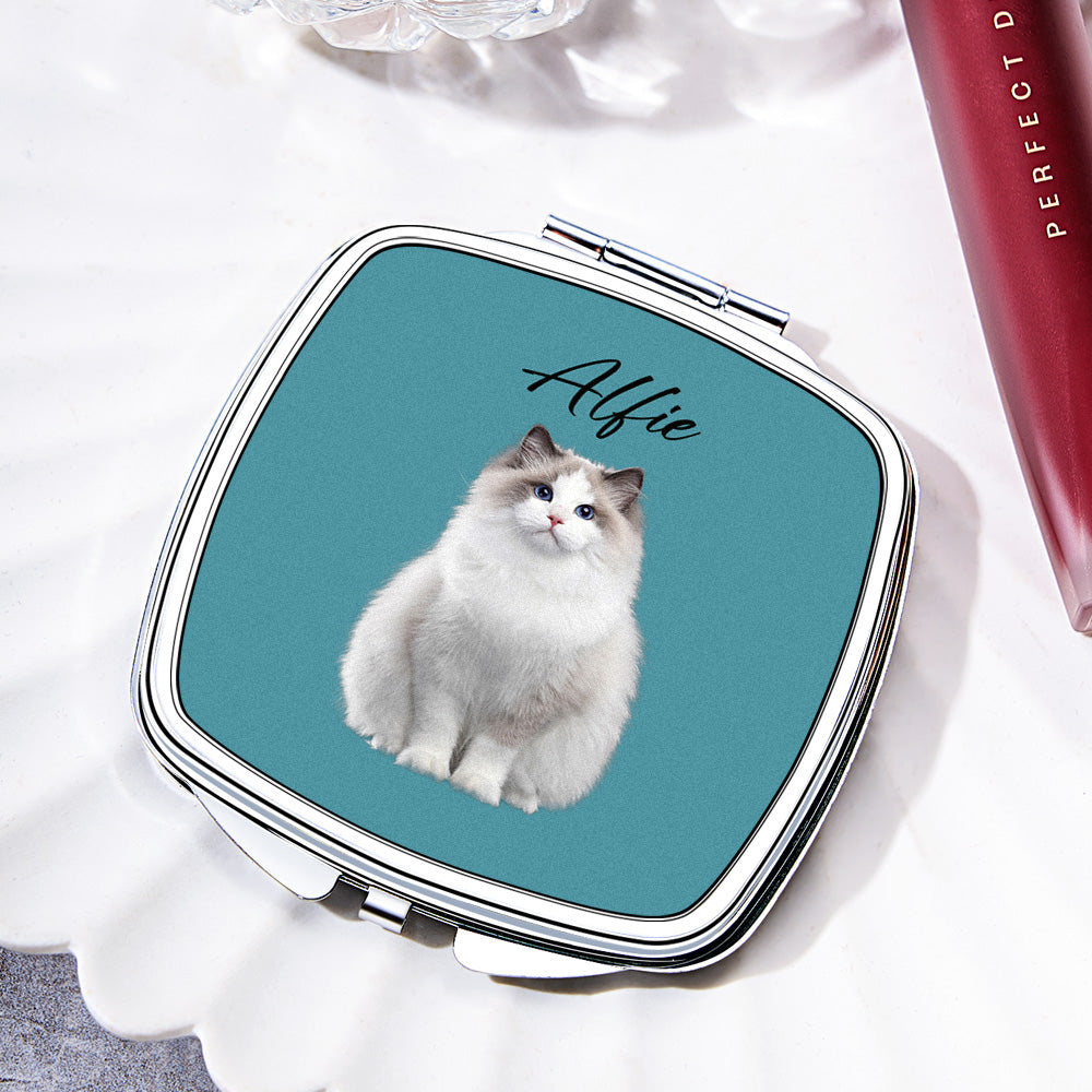 Personalized Pet Portrait Compact Mirror