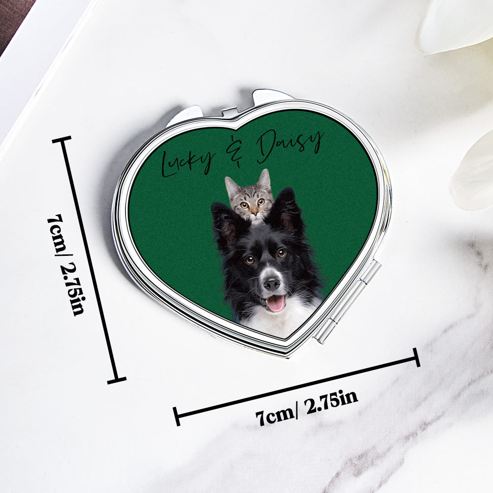 Personalized Pet Portrait Compact Mirror