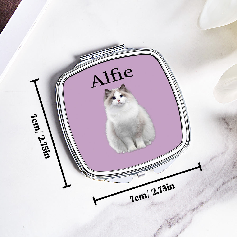 Personalized Pet Portrait Compact Mirror